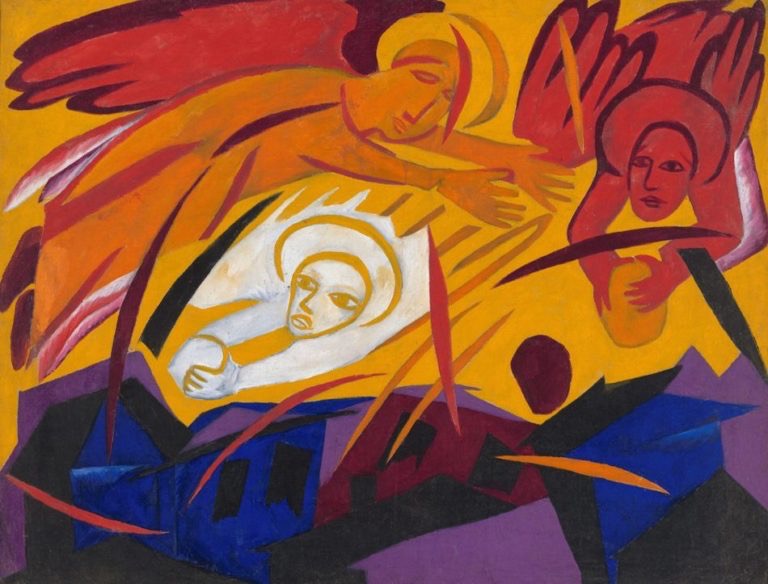 Natalia Goncharova Russia Angels Throwing Stones at the City 1911 768x584
