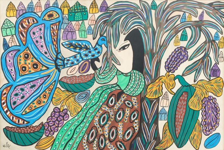 Baya Mahieddine Algeria Woman and Peacock 1973 1 768x516